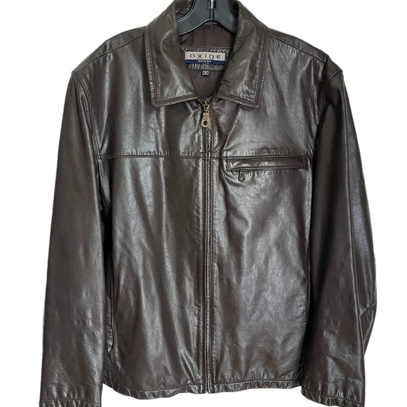 MENS SIZE M BROWN LEATHER JACKET BY OXIDE - Picture 1 of 15